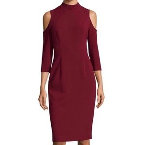 Black Halo Cold Shoulder Deep Red Dress